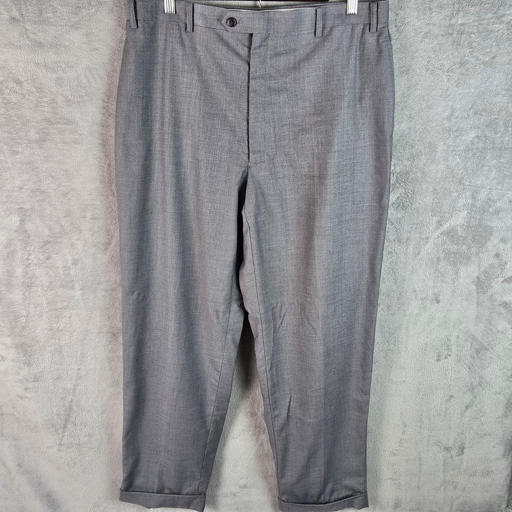 Ralph Lauren Mens Grey Flat Front Cuffed Dress Pants 36x31 Straight Leg